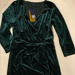 Velvet high low 3/4 sleeve dress